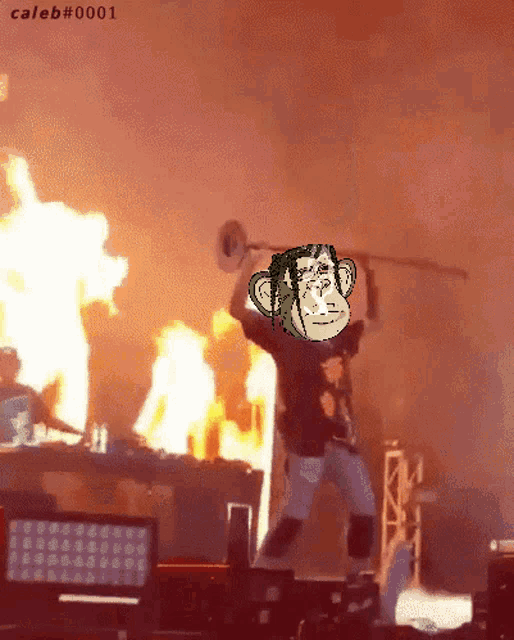 a pixel art of a man playing a trumpet with caleb # 0001 in the corner