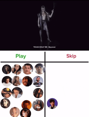 a texas hold em by beyonce is being played or skipped