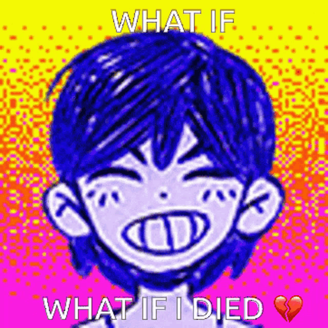 a pixel art of a boy with a broken heart and the words `` what if i died ''