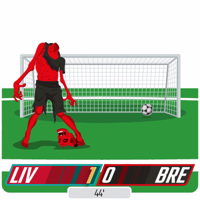 a cartoon illustration of a soccer game with the score of 1-0