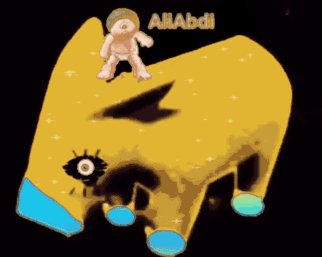 a cartoon drawing of a baby with the name aliabdi on the bottom