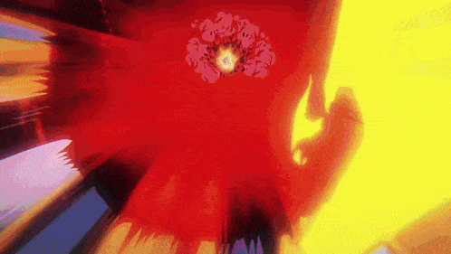 a red and yellow background with a silhouette of a person