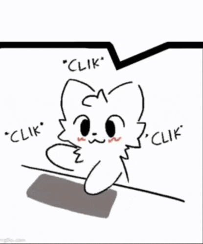 a black and white drawing of a cat with the words " clik " written on it