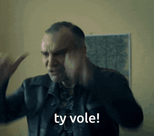 a man in a black jacket says ty vole in a foreign language