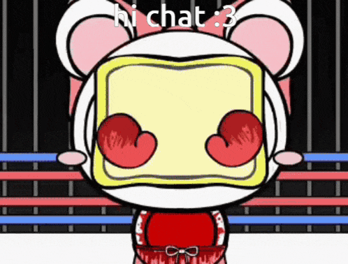 a cartoon character with boxing gloves and a slice of bread on his face