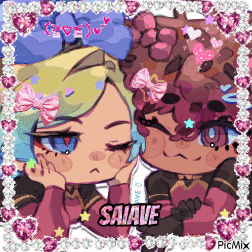 a picture of a girl with the word saiave written on it