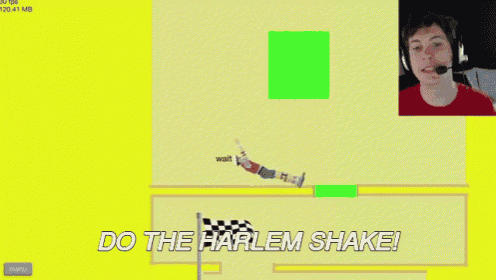 a man playing a video game with the words " do the harlem shake "
