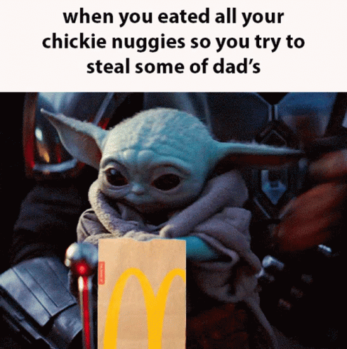 Baby Yoda When You Eated All Your Chicken Nuggets GIF - Baby Yoda When You Eated All Your Chicken Nuggets So You Steal Some Of Dads GIFs