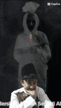 a picture of a boy with a ghost in the background and the words capcut below it