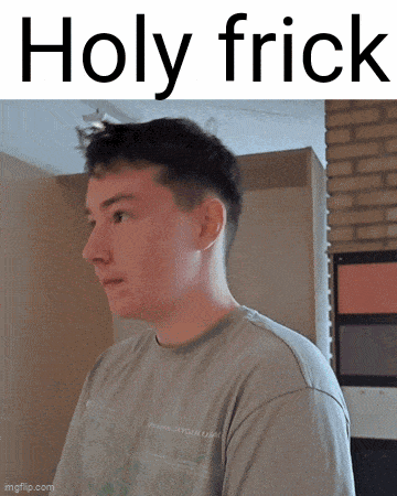a picture of a man with the words holy frick written above him