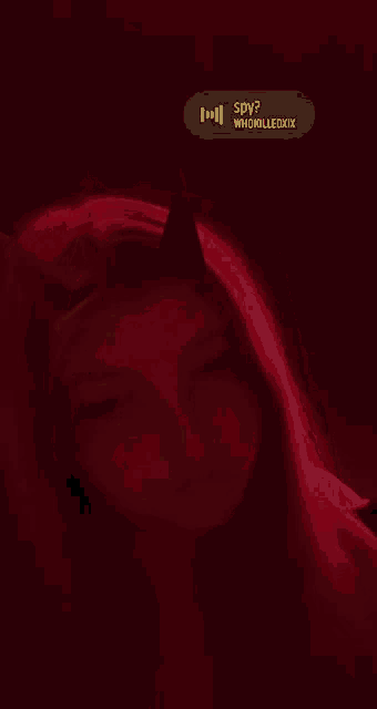 a girl with devil horns on her head has a message that says spy whokilledxxx