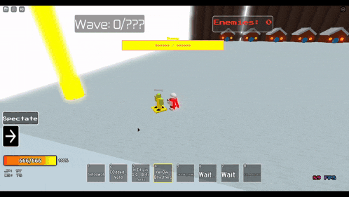 a screenshot of a video game with the words wave 0/??