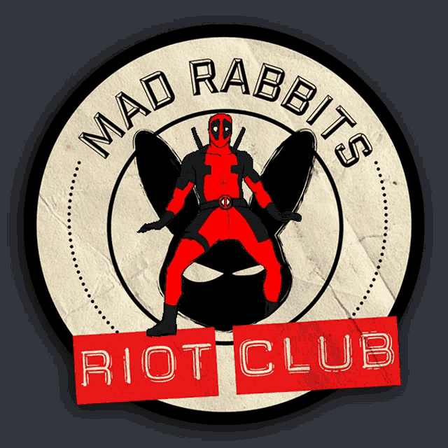 a logo for mad rabbits riot club shows deadpool