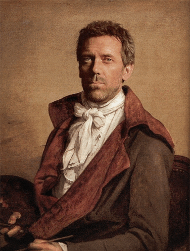 a painting of a man wearing a red coat and a white tie