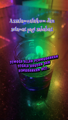 a glass of water with the words assalamualaikum dan selamat pagi sahabat written above it