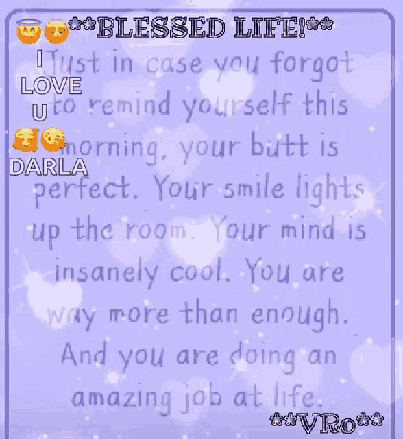 a purple background with the words blessed life written on it