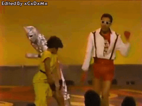 a group of people are dancing in front of a crowd with the words edited by xcxdxmx at the top