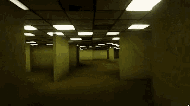 a large empty room with a lot of walls and lights .
