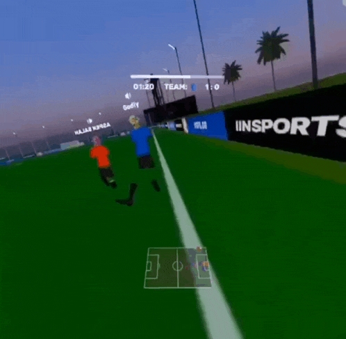 a soccer game is being played with a score of 0 to 1