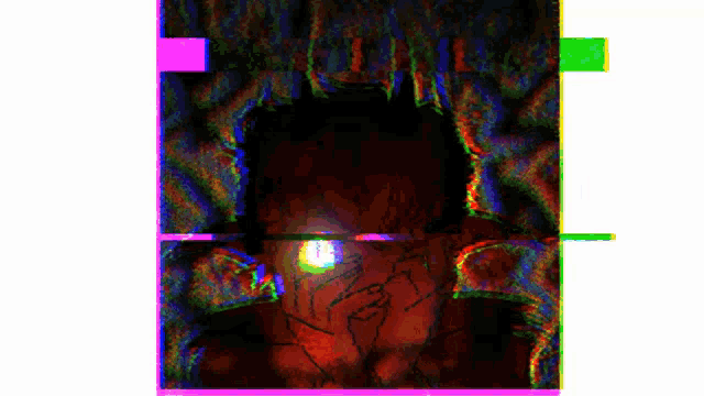 a drawing of a person with a glowing light coming out of their eyes