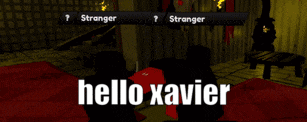 a screenshot of a video game with the words hello xavier