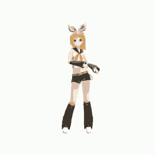 a 3d model of a girl wearing bunny ears and headphones .