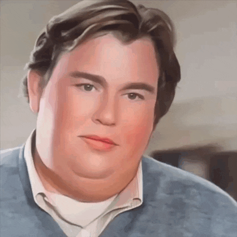 a painting of a man with a blue sweater