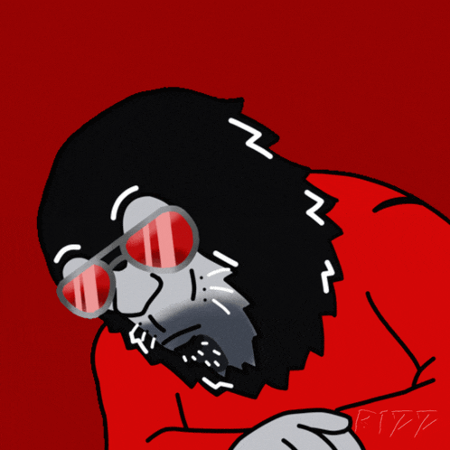 a cartoon drawing of a man with a beard wearing sunglasses