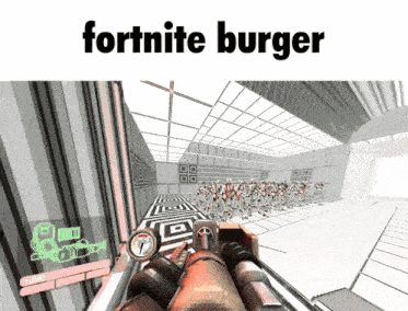 a screenshot of a video game with the words fortnite burger