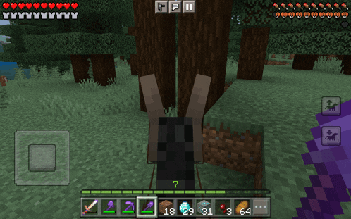 a screenshot of a minecraft game with the number 7 on the bottom right