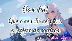 a picture of a girl with the words bom dia written on it