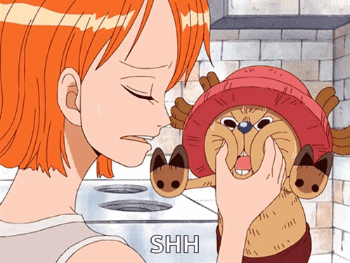a cartoon of a woman holding a stuffed animal that says shh on it