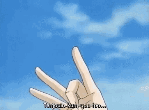 a close up of a cartoon character with a hand reaching out towards him