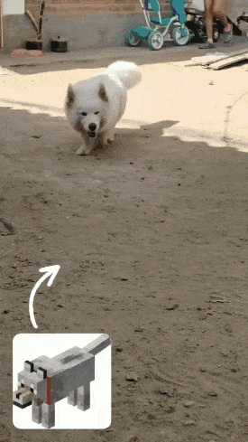 a picture of a dog and a picture of a minecraft wolf