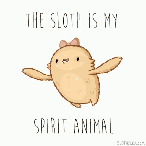 a drawing of a sloth with the words " the sloth is my spirit animal " above it