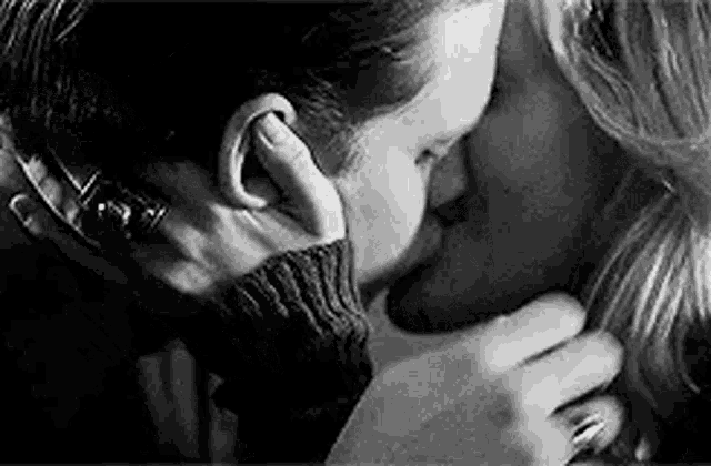 Roman Godfrey Kissing And Holding You GIF - Roman Godfrey Kissing And Holding You Black And White GIFs