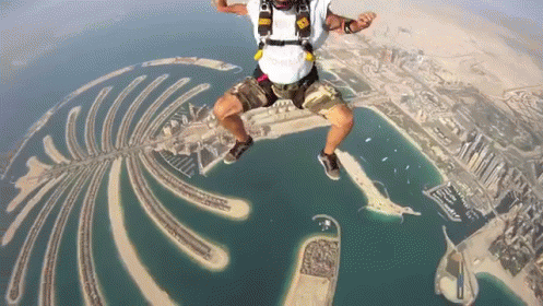 Skydiving Over Dubai GIF - Extreme Sky Diving Dubai GIFs