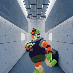 a cartoon of a tiger in a hallway
