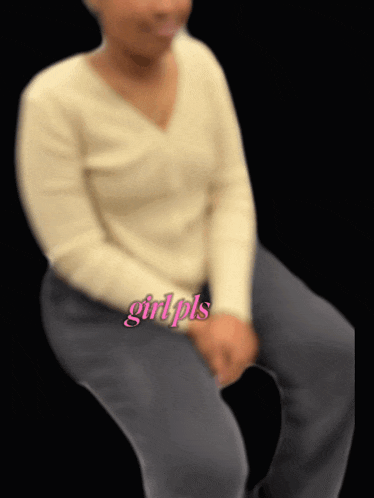 a blurry picture of a woman with the words girl pls written on the bottom