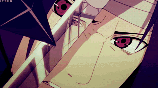 a close up of a person 's face with the name katekyoo at the top