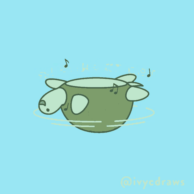 a drawing of a green turtle with the words breakdance behind it
