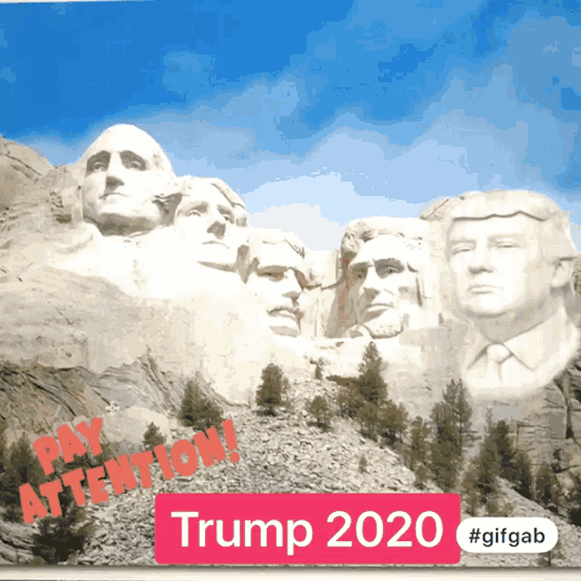 a picture of the presidents of the united states with the words pay attention trump 2020