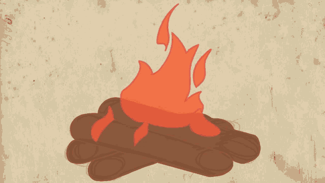 a drawing of a campfire with a date of 1949 on the bottom