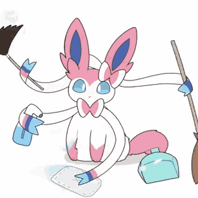 Sylveon Cleaning GIF - Sylveon Cleaning Pokemon GIFs