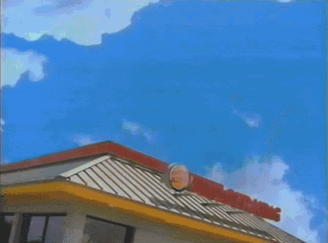 a cartoon dragon is flying over a burger king sign
