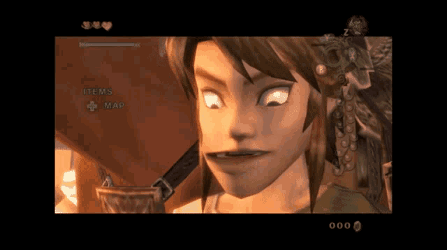a screenshot of a video game shows a character named link