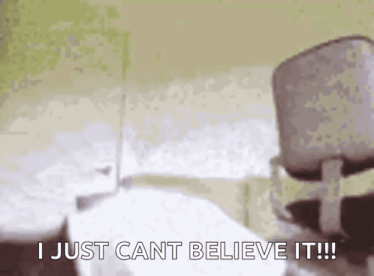 a person is standing in front of a mixer and saying `` i just can 't believe it '' .