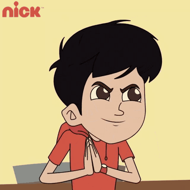 a cartoon of a boy sticking his tongue out with a nick logo in the background