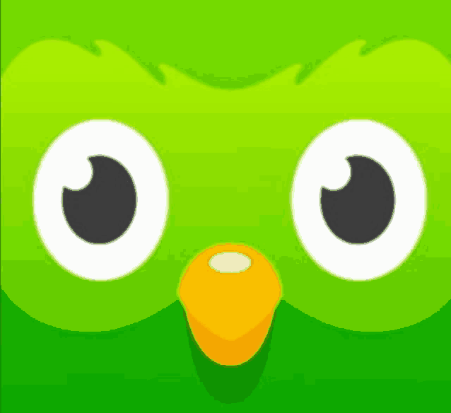 a green owl with white eyes and an orange beak .