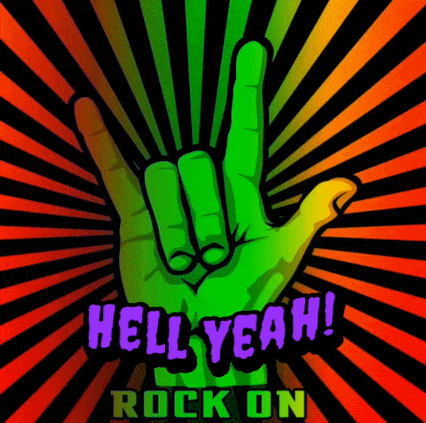 a green hand making a rock on sign